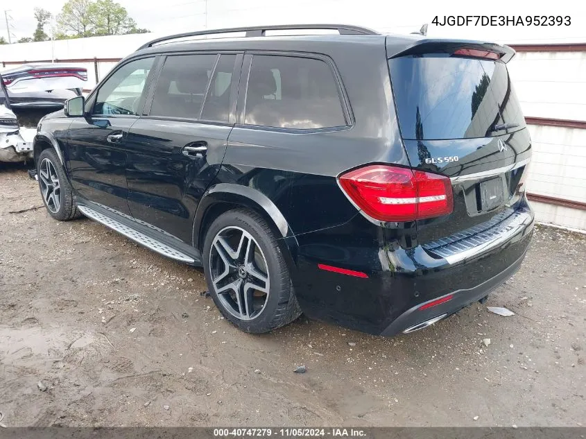 2017 Mercedes-Benz Gls 550 4Matic VIN: 4JGDF7DE3HA952393 Lot: 40747279