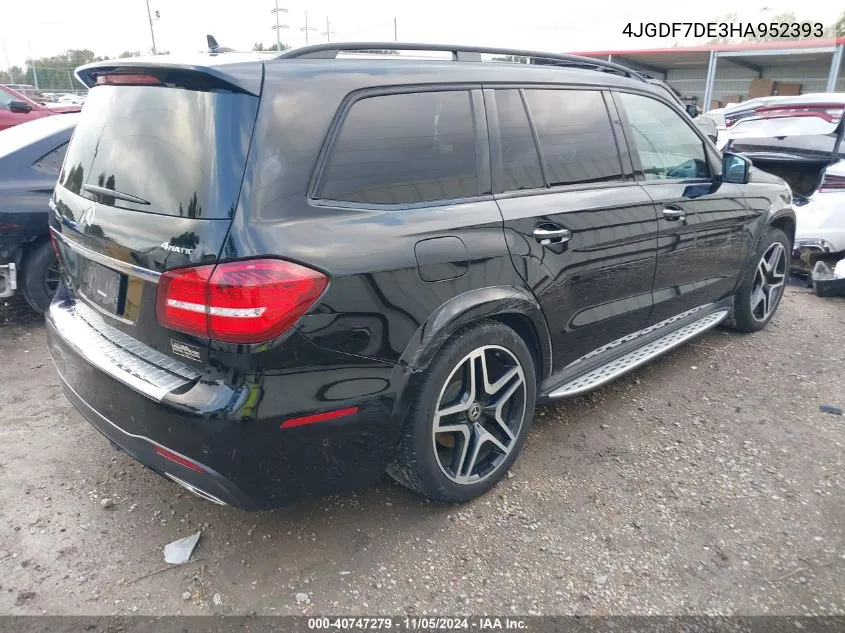 2017 Mercedes-Benz Gls 550 4Matic VIN: 4JGDF7DE3HA952393 Lot: 40747279