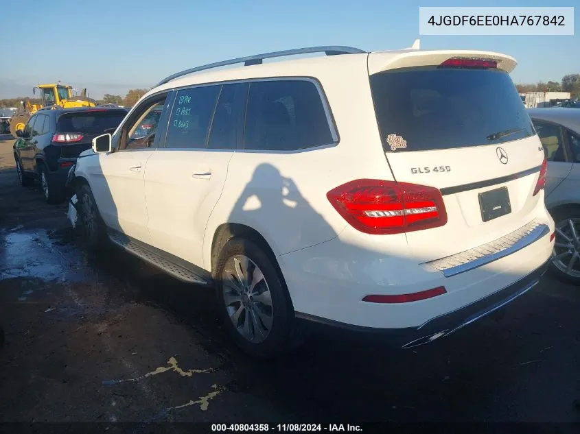 2017 Mercedes-Benz Gls 450 4Matic VIN: 4JGDF6EE0HA767842 Lot: 40804358