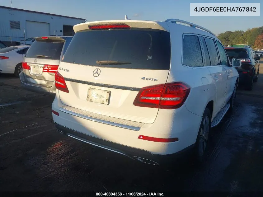 2017 Mercedes-Benz Gls 450 4Matic VIN: 4JGDF6EE0HA767842 Lot: 40804358