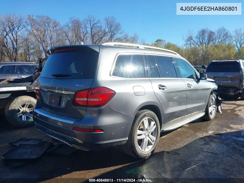 2017 Mercedes-Benz Gls 450 4Matic VIN: 4JGDF6EE2HA860801 Lot: 40848813