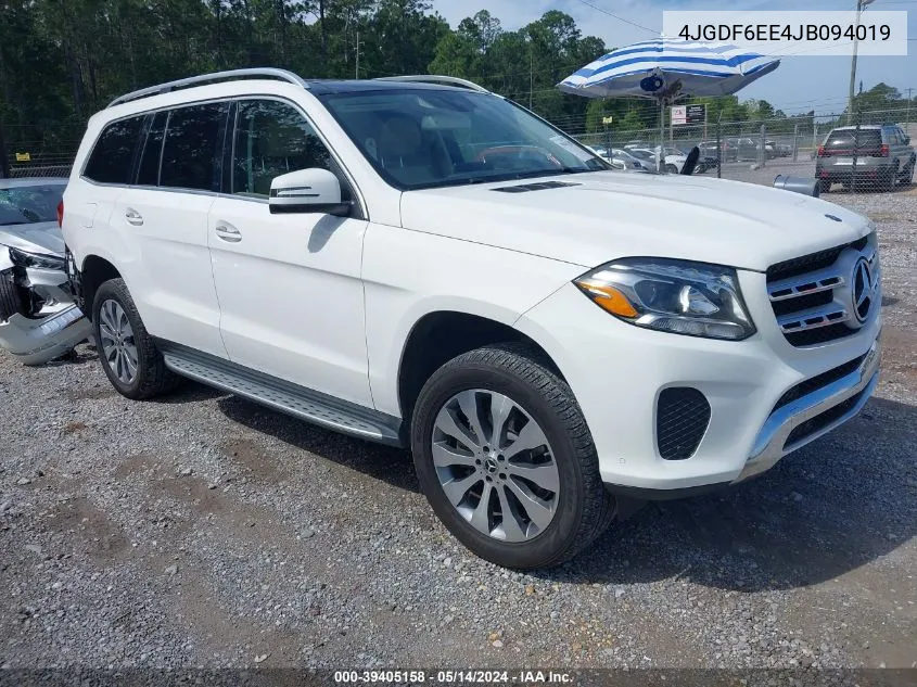 2018 Mercedes-Benz Gls 450 4Matic VIN: 4JGDF6EE4JB094019 Lot: 39405158