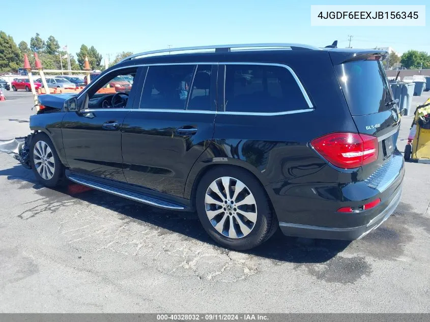 2018 Mercedes-Benz Gls 450 4Matic VIN: 4JGDF6EEXJB156345 Lot: 40328032