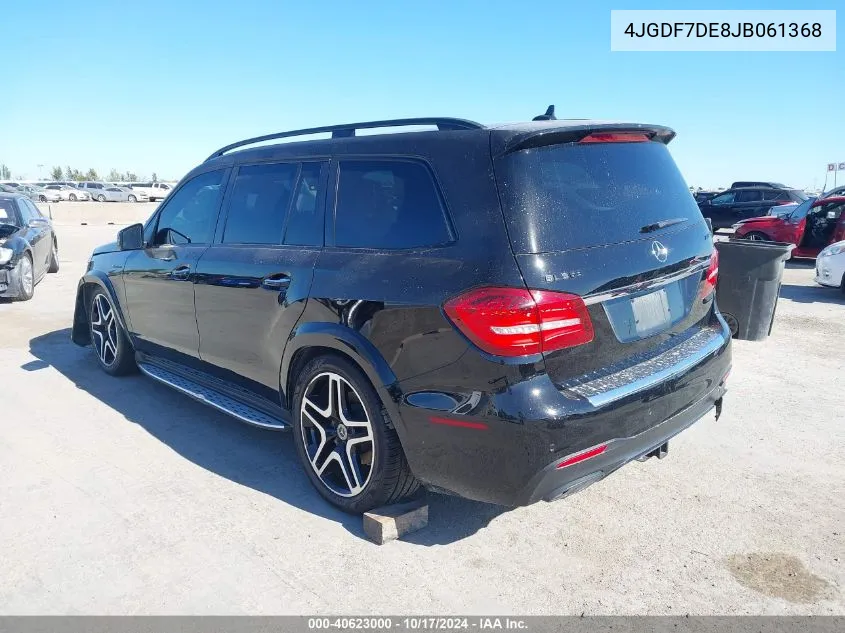 2018 Mercedes-Benz Gls 550 4Matic VIN: 4JGDF7DE8JB061368 Lot: 40623000