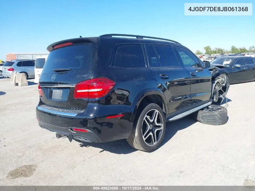 2018 Mercedes-Benz Gls 550 4Matic VIN: 4JGDF7DE8JB061368 Lot: 40623000