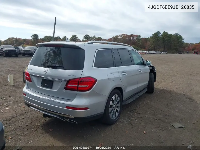 2018 Mercedes-Benz Gls 450 4Matic VIN: 4JGDF6EE9JB126835 Lot: 40689971