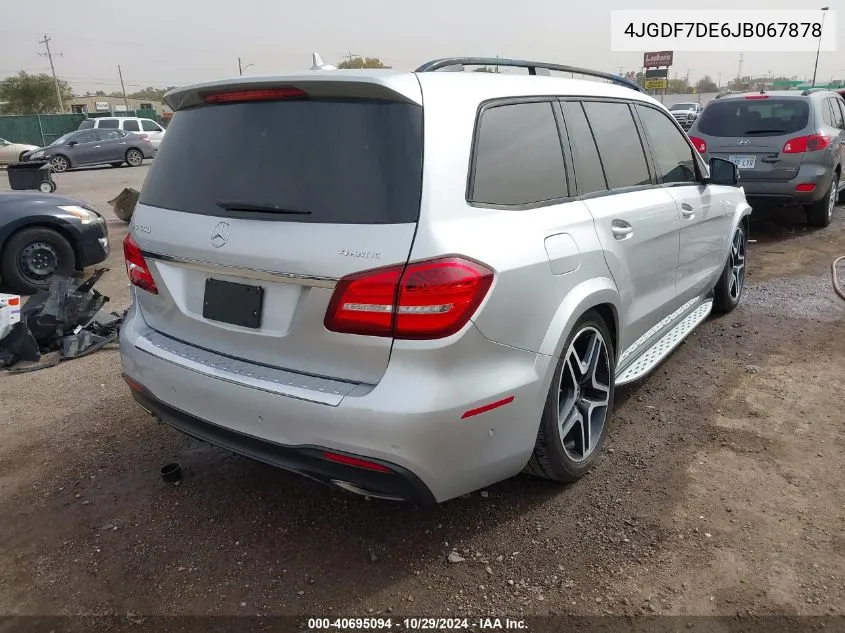 2018 Mercedes-Benz Gls 550 4Matic VIN: 4JGDF7DE6JB067878 Lot: 40695094