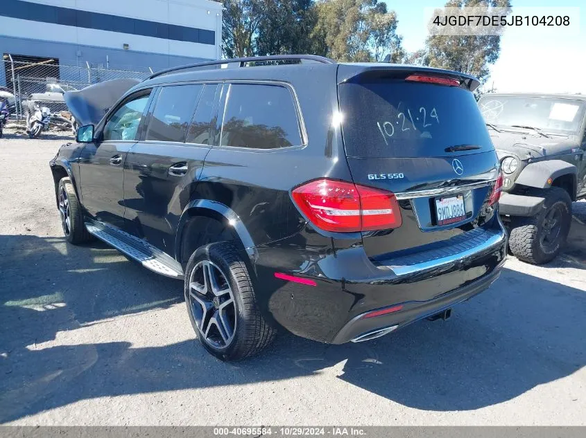 2018 Mercedes-Benz Gls 550 4Matic VIN: 4JGDF7DE5JB104208 Lot: 40695584