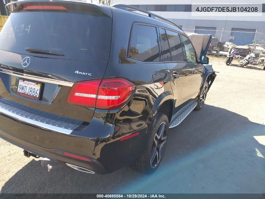 2018 Mercedes-Benz Gls 550 4Matic VIN: 4JGDF7DE5JB104208 Lot: 40695584