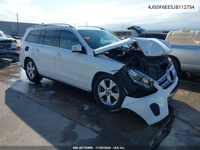 2018 Mercedes-Benz Gls 450 4Matic VIN: 4JGDF6EE5JB112754 Lot: 40735990