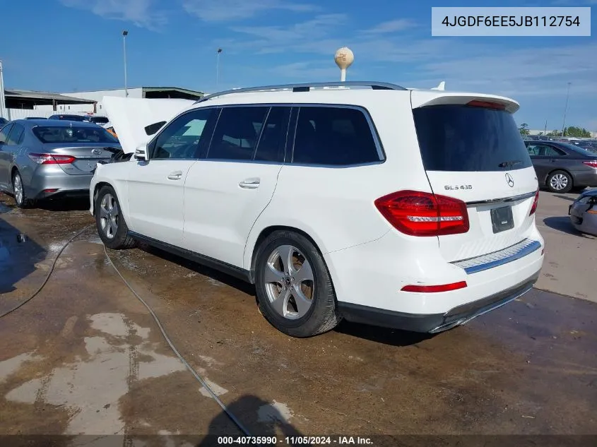 2018 Mercedes-Benz Gls 450 4Matic VIN: 4JGDF6EE5JB112754 Lot: 40735990