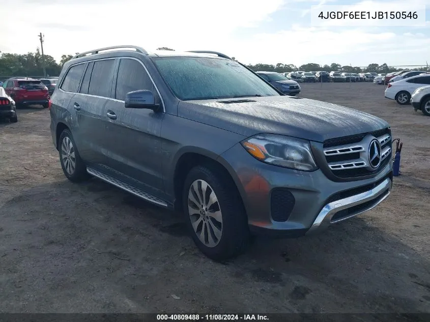 2018 Mercedes-Benz Gls 450 4Matic VIN: 4JGDF6EE1JB150546 Lot: 40809488