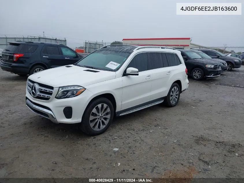 2018 Mercedes-Benz Gls 450 4Matic VIN: 4JGDF6EE2JB163600 Lot: 40828429