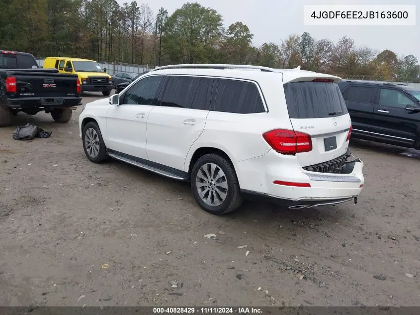 2018 Mercedes-Benz Gls 450 4Matic VIN: 4JGDF6EE2JB163600 Lot: 40828429