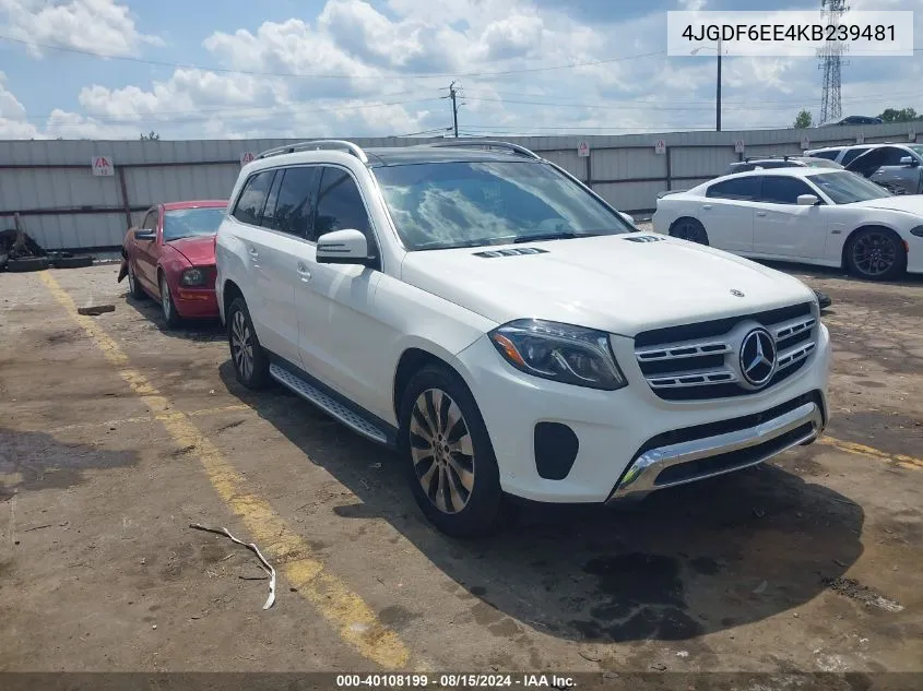 2019 Mercedes-Benz Gls 450 4Matic VIN: 4JGDF6EE4KB239481 Lot: 40108199