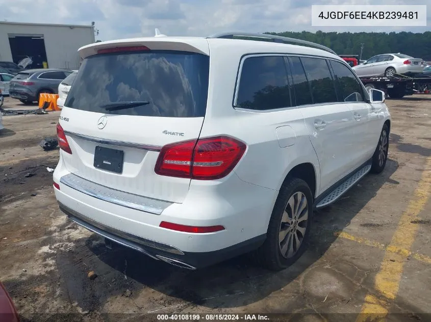 2019 Mercedes-Benz Gls 450 4Matic VIN: 4JGDF6EE4KB239481 Lot: 40108199