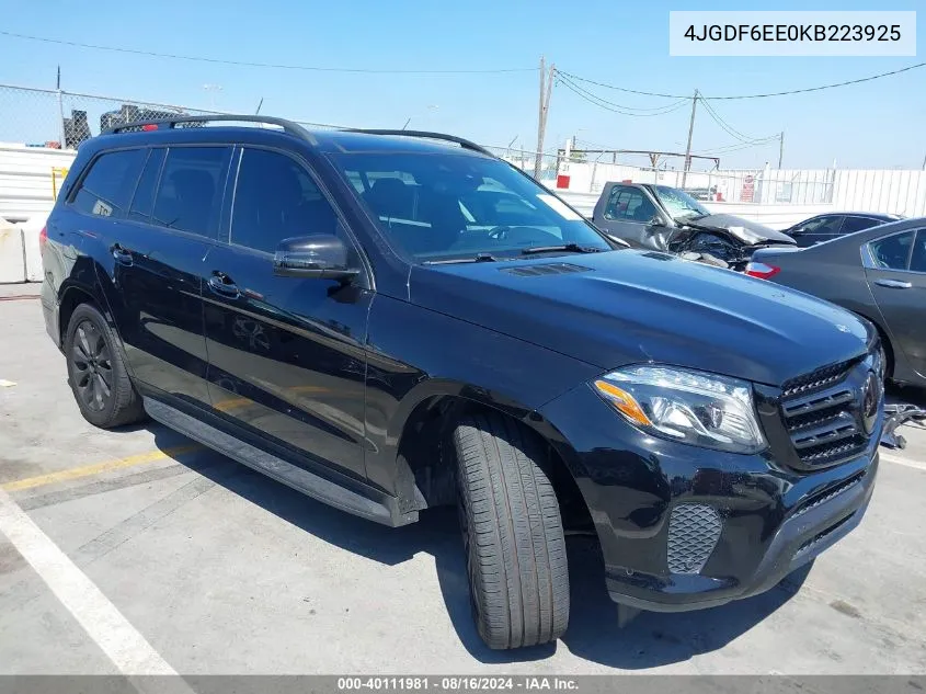 2019 Mercedes-Benz Gls 450 4Matic VIN: 4JGDF6EE0KB223925 Lot: 40111981