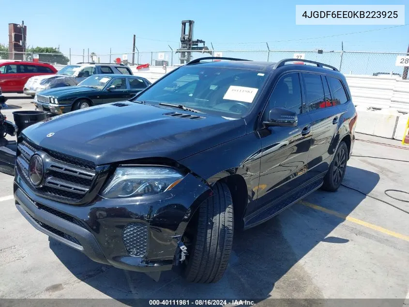 2019 Mercedes-Benz Gls 450 4Matic VIN: 4JGDF6EE0KB223925 Lot: 40111981