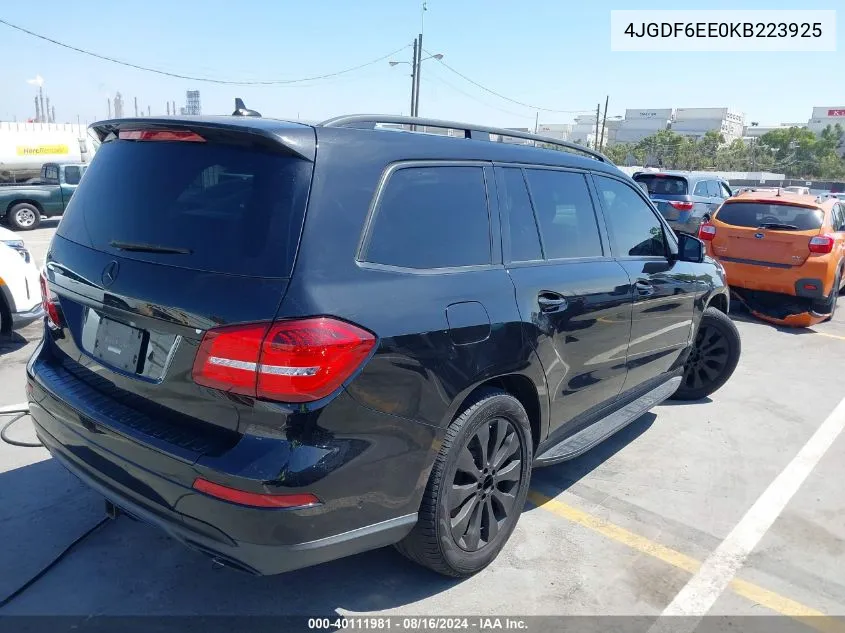 2019 Mercedes-Benz Gls 450 4Matic VIN: 4JGDF6EE0KB223925 Lot: 40111981