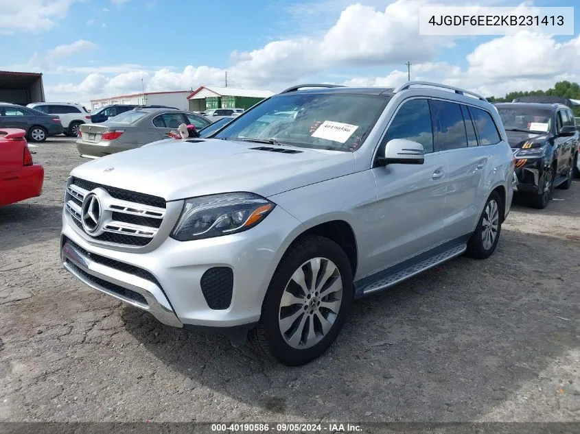 2019 Mercedes-Benz Gls 450 4Matic VIN: 4JGDF6EE2KB231413 Lot: 40190586