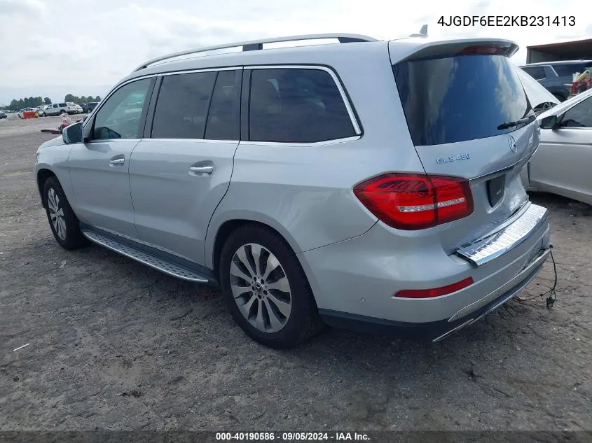 2019 Mercedes-Benz Gls 450 4Matic VIN: 4JGDF6EE2KB231413 Lot: 40190586