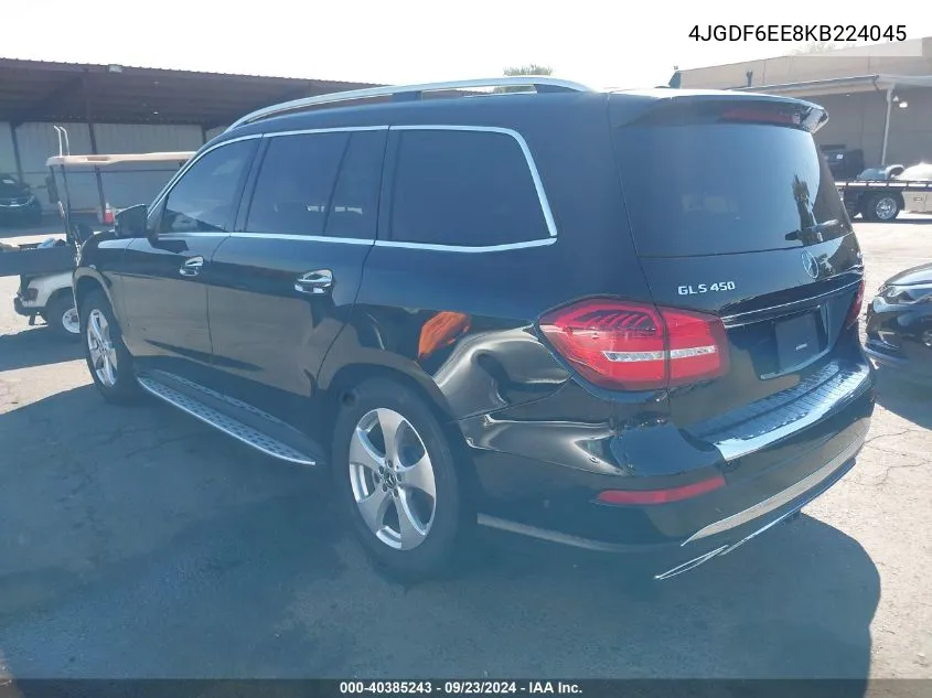 2019 Mercedes-Benz Gls 450 4Matic VIN: 4JGDF6EE8KB224045 Lot: 40385243