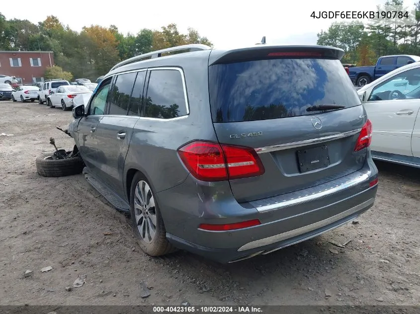 2019 Mercedes-Benz Gls 450 4Matic VIN: 4JGDF6EE6KB190784 Lot: 40423165