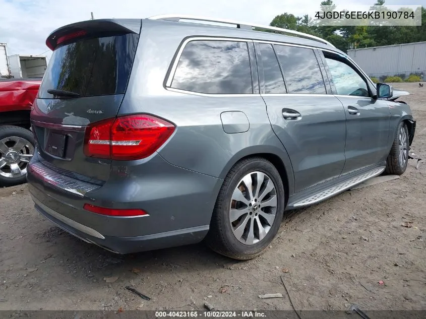 2019 Mercedes-Benz Gls 450 4Matic VIN: 4JGDF6EE6KB190784 Lot: 40423165