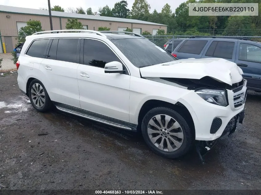 2019 Mercedes-Benz Gls 450 4Matic VIN: 4JGDF6EE6KB220110 Lot: 40468363