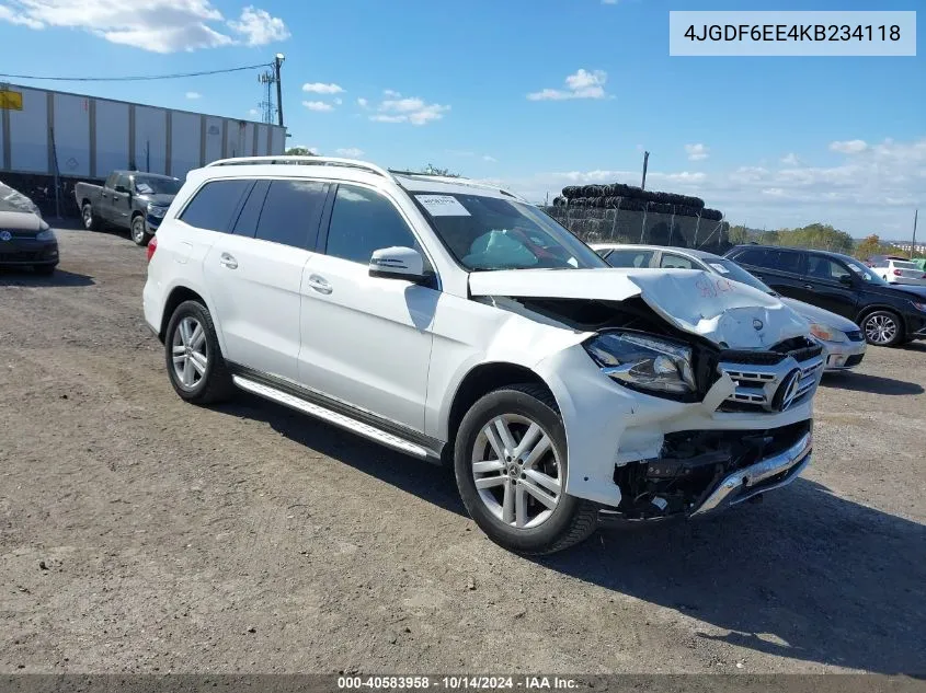 2019 Mercedes-Benz Gls 450 4Matic VIN: 4JGDF6EE4KB234118 Lot: 40583958