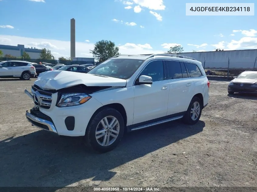 2019 Mercedes-Benz Gls 450 4Matic VIN: 4JGDF6EE4KB234118 Lot: 40583958