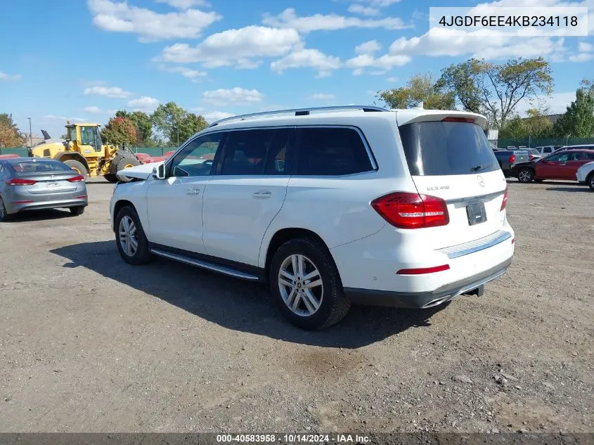 2019 Mercedes-Benz Gls 450 4Matic VIN: 4JGDF6EE4KB234118 Lot: 40583958