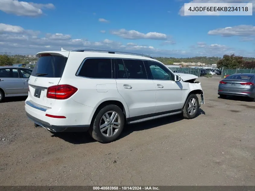 2019 Mercedes-Benz Gls 450 4Matic VIN: 4JGDF6EE4KB234118 Lot: 40583958