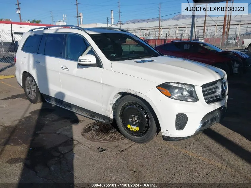 2019 Mercedes-Benz Gls 450 4Matic VIN: 4JGDF6EEXKB238223 Lot: 40755101