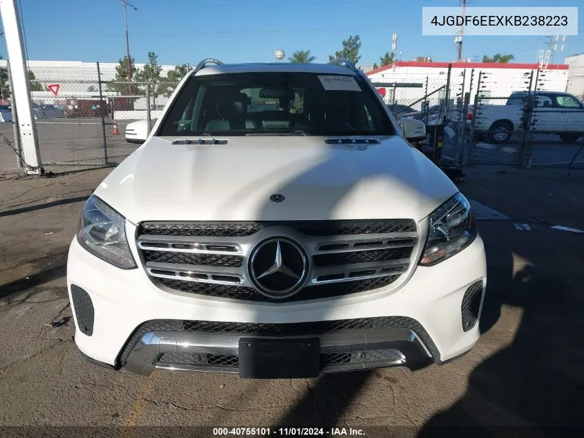 2019 Mercedes-Benz Gls 450 4Matic VIN: 4JGDF6EEXKB238223 Lot: 40755101