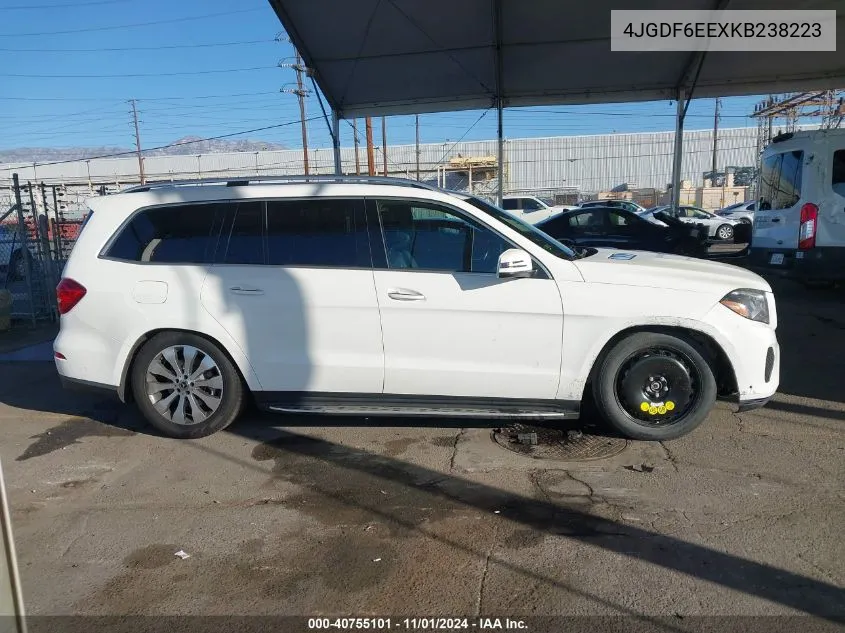 2019 Mercedes-Benz Gls 450 4Matic VIN: 4JGDF6EEXKB238223 Lot: 40755101