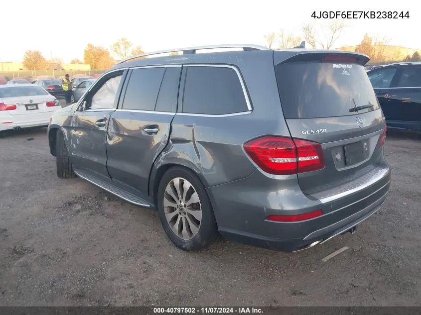 2019 Mercedes-Benz Gls 450 4Matic VIN: 4JGDF6EE7KB238244 Lot: 40797502