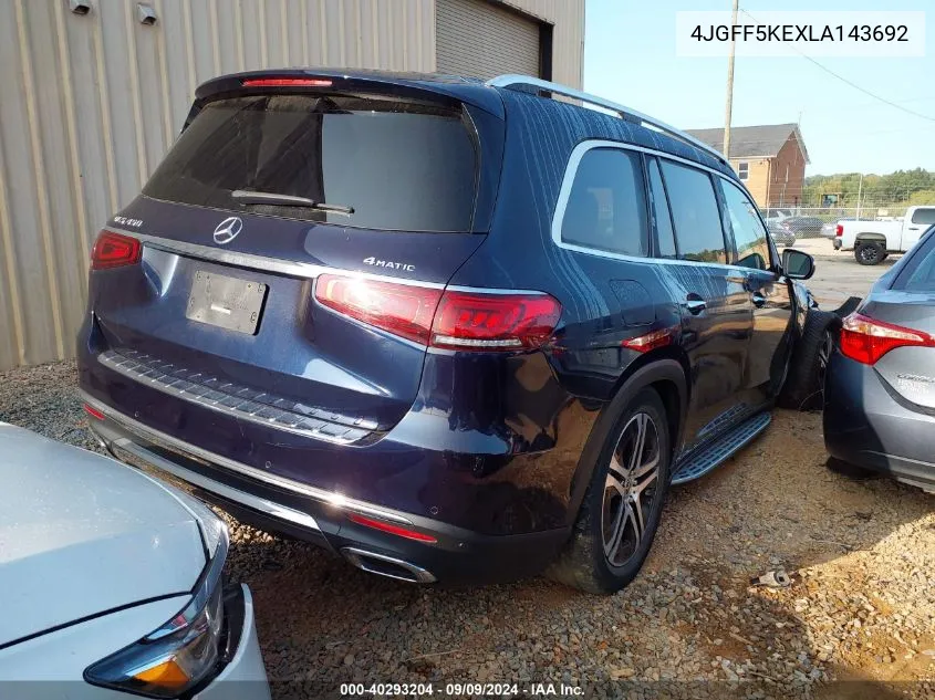 2020 Mercedes-Benz Gls 450 4Matic VIN: 4JGFF5KEXLA143692 Lot: 40293204