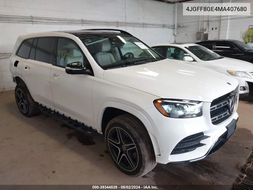 2021 Mercedes-Benz Gls 580 4Matic VIN: 4JGFF8GE4MA407680 Lot: 39344539