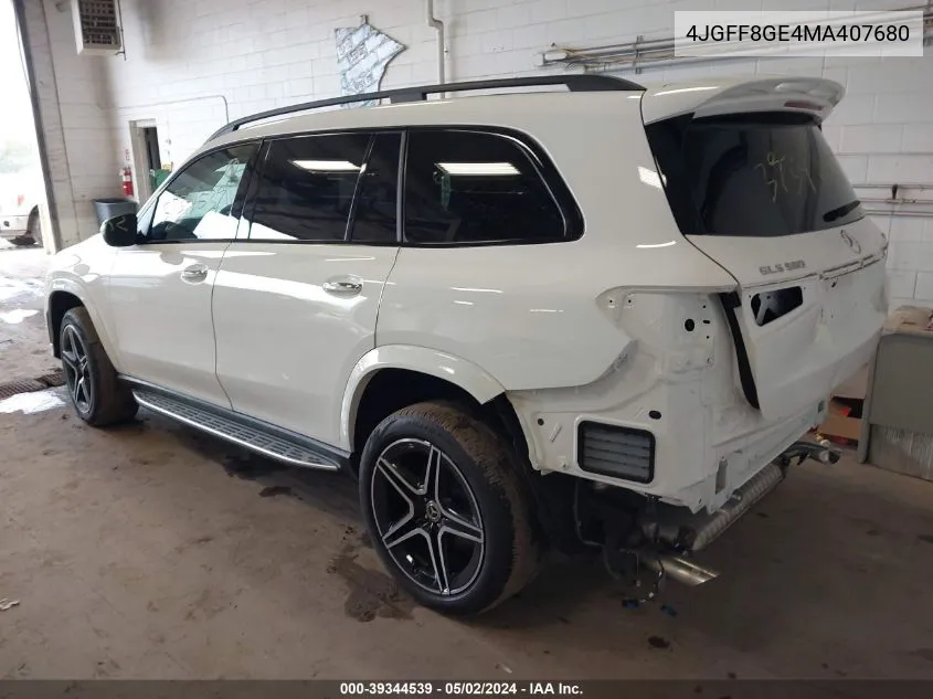 2021 Mercedes-Benz Gls 580 4Matic VIN: 4JGFF8GE4MA407680 Lot: 39344539