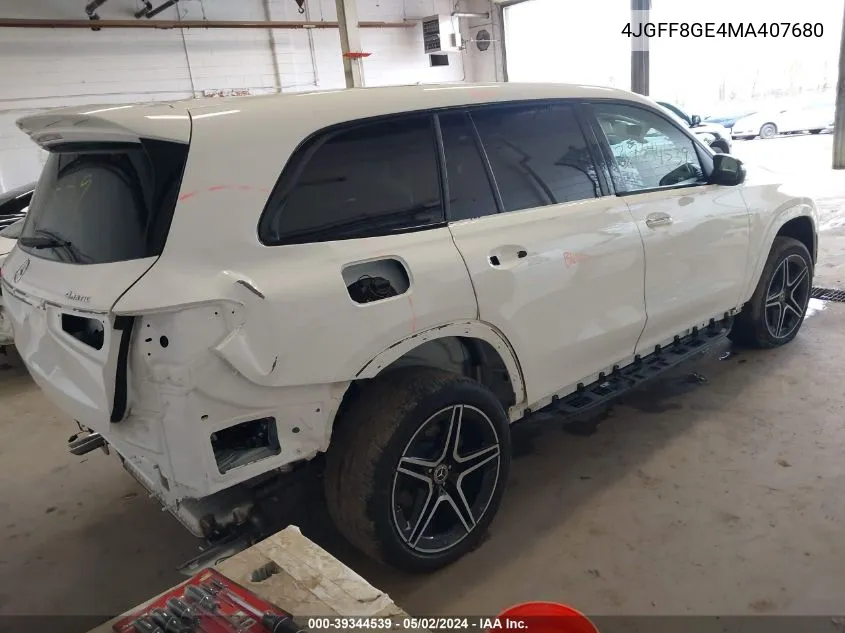 2021 Mercedes-Benz Gls 580 4Matic VIN: 4JGFF8GE4MA407680 Lot: 39344539