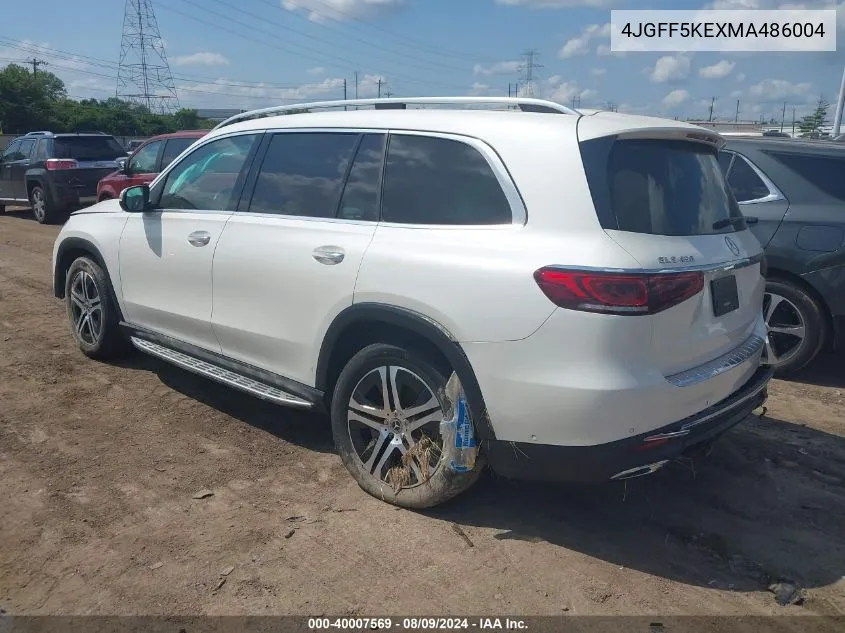 2021 Mercedes-Benz Gls Gls 450 VIN: 4JGFF5KEXMA486004 Lot: 40007569