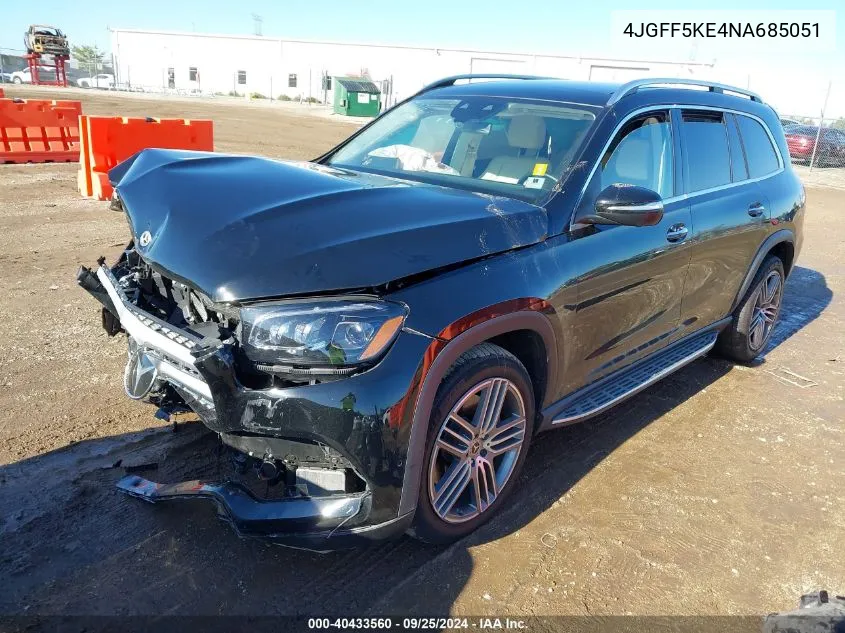 2022 Mercedes-Benz Gls 450 4Matic VIN: 4JGFF5KE4NA685051 Lot: 40433560