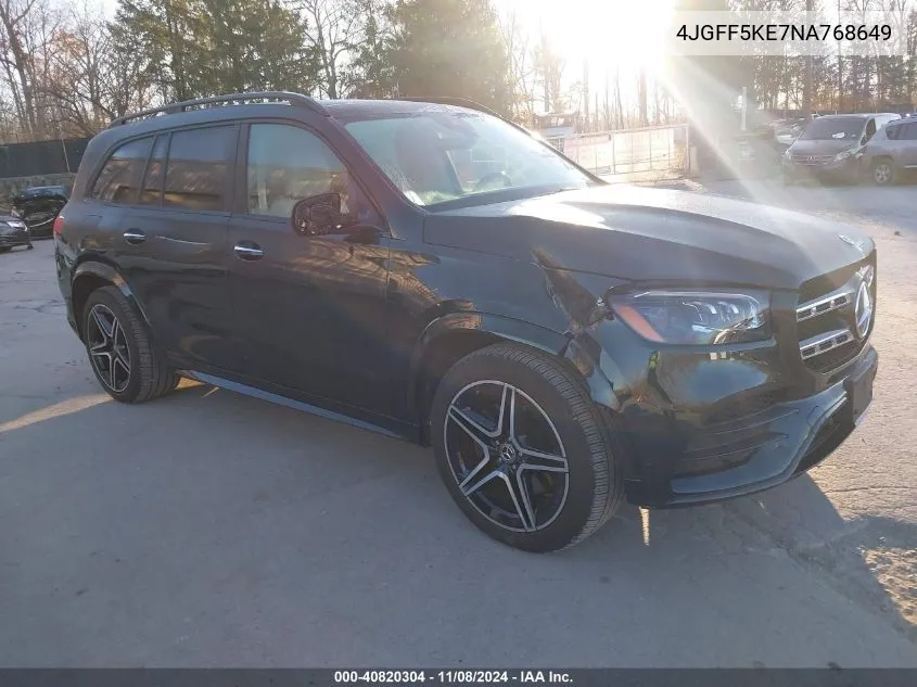 2022 Mercedes-Benz Gls 450 4Matic VIN: 4JGFF5KE7NA768649 Lot: 40820304