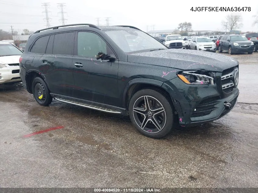 2022 Mercedes-Benz Gls 450 4Matic VIN: 4JGFF5KE4NA636478 Lot: 40894520