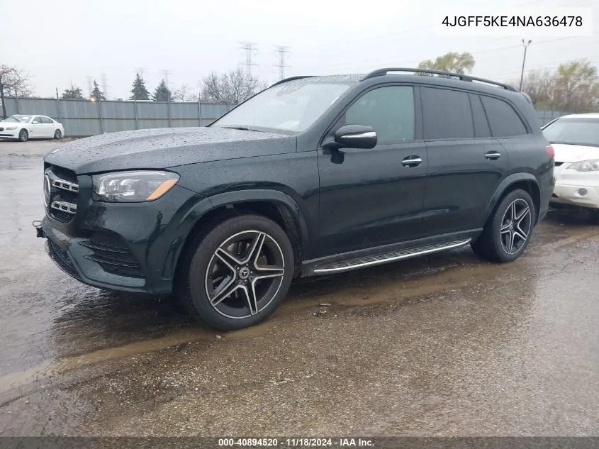 2022 Mercedes-Benz Gls 450 4Matic VIN: 4JGFF5KE4NA636478 Lot: 40894520