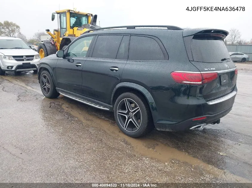 2022 Mercedes-Benz Gls 450 4Matic VIN: 4JGFF5KE4NA636478 Lot: 40894520