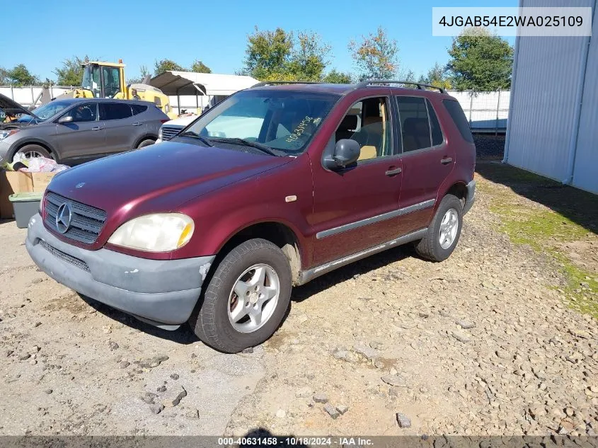 1998 Mercedes-Benz Ml 320 Classic VIN: 4JGAB54E2WA025109 Lot: 40631458