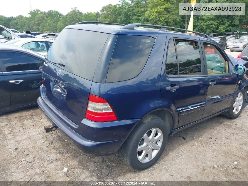 1999 Mercedes-Benz Ml 430 VIN: 4JGAB72E4XA093928 Lot: 39630207