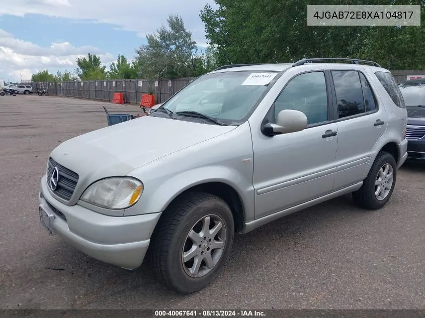 1999 Mercedes-Benz Ml 430 VIN: 4JGAB72E8XA104817 Lot: 40067641